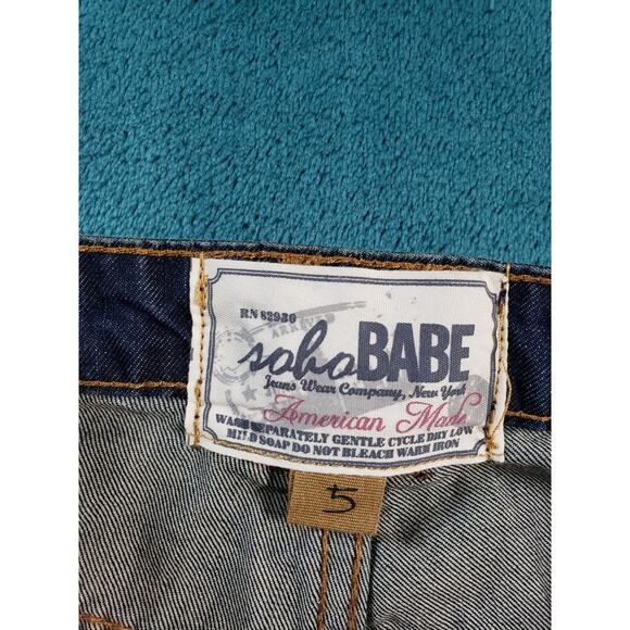 Soho Babe Jeans Sz 5 Womens Blue Mid Rise Cuffed Crop Distressed Stretch NWT - Picture 5 of 15